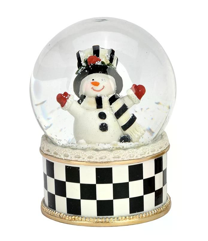 2 stylische Schneekugeln Schneemann Weihnachtsmann im Streifen-Look 65mm Durchmesser - Schneekugelhaus