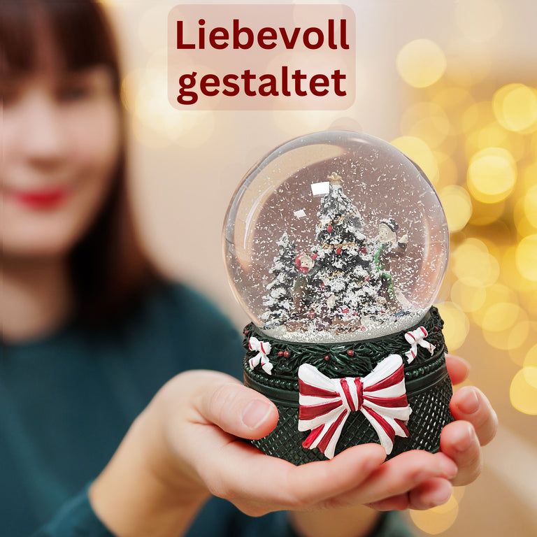 Nostalgische Schneekugel Christbaum schmücken Weihnachtsdekor grün 100 mm Durchmesser mit Spieluhr
