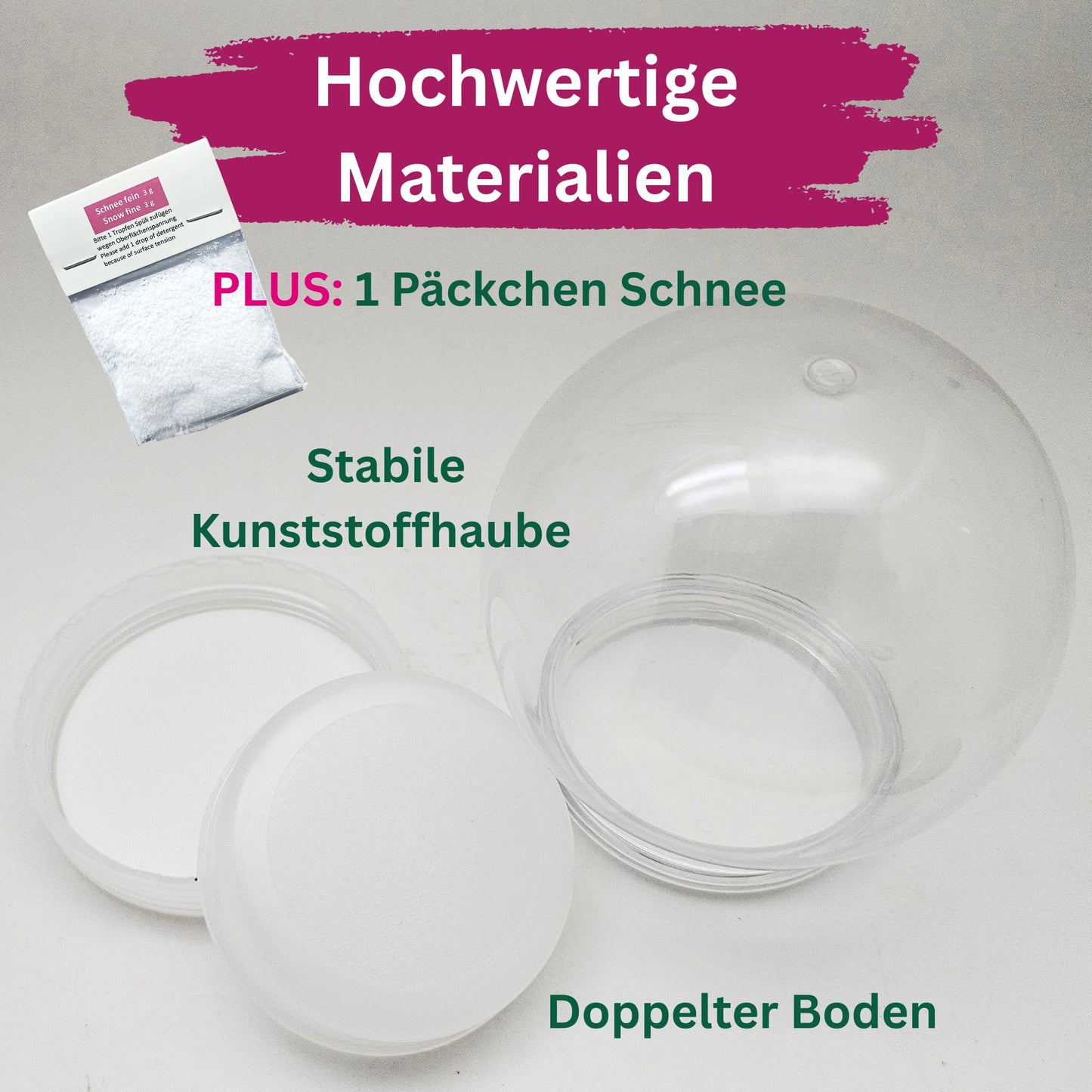 Kunststoff-Schneekugel rund Schraubverschluss 60 x 67 mm - incl. 1 x Schnee