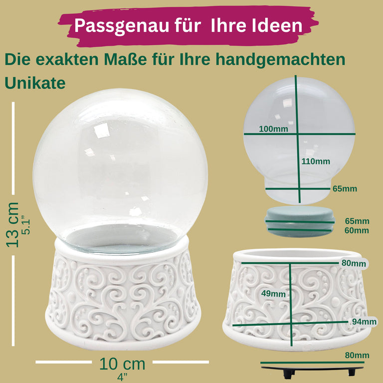 100mm Bastelset Sockel Ornamente weiß Rand mit DIY-Schneekugel für Spieluhr - 1x Schnee
