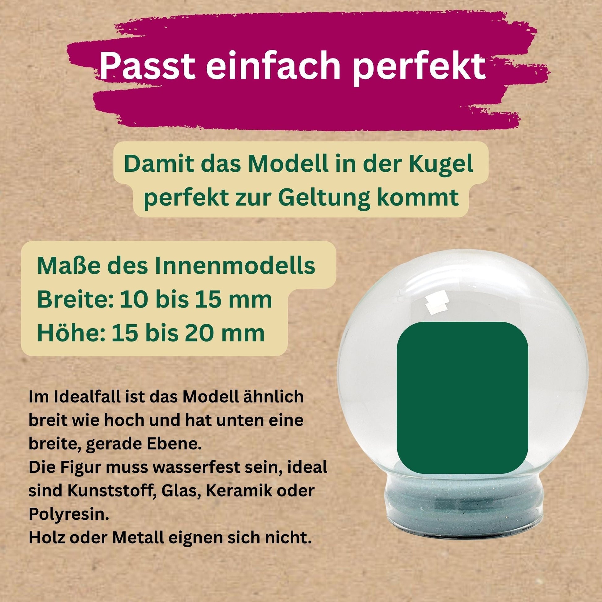 45mm Ersatzglas Bastelglas Schneekugel mit Gummiverschluss + 1x Schnee - Schneekugelhaus