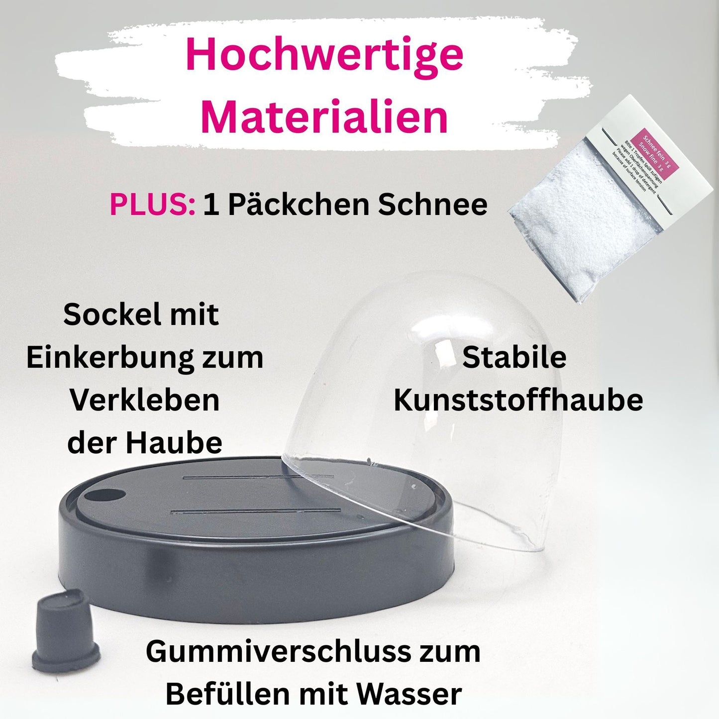 DIY Schneekugel-Set „Party-Pack“ (5er Vorteilspack) schwarz - oval - Schneekugelhaus