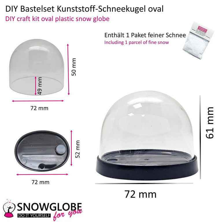 DIY Schneekugel-Set „Party-Pack“ (5er Vorteilspack) schwarz - oval - Schneekugelhaus
