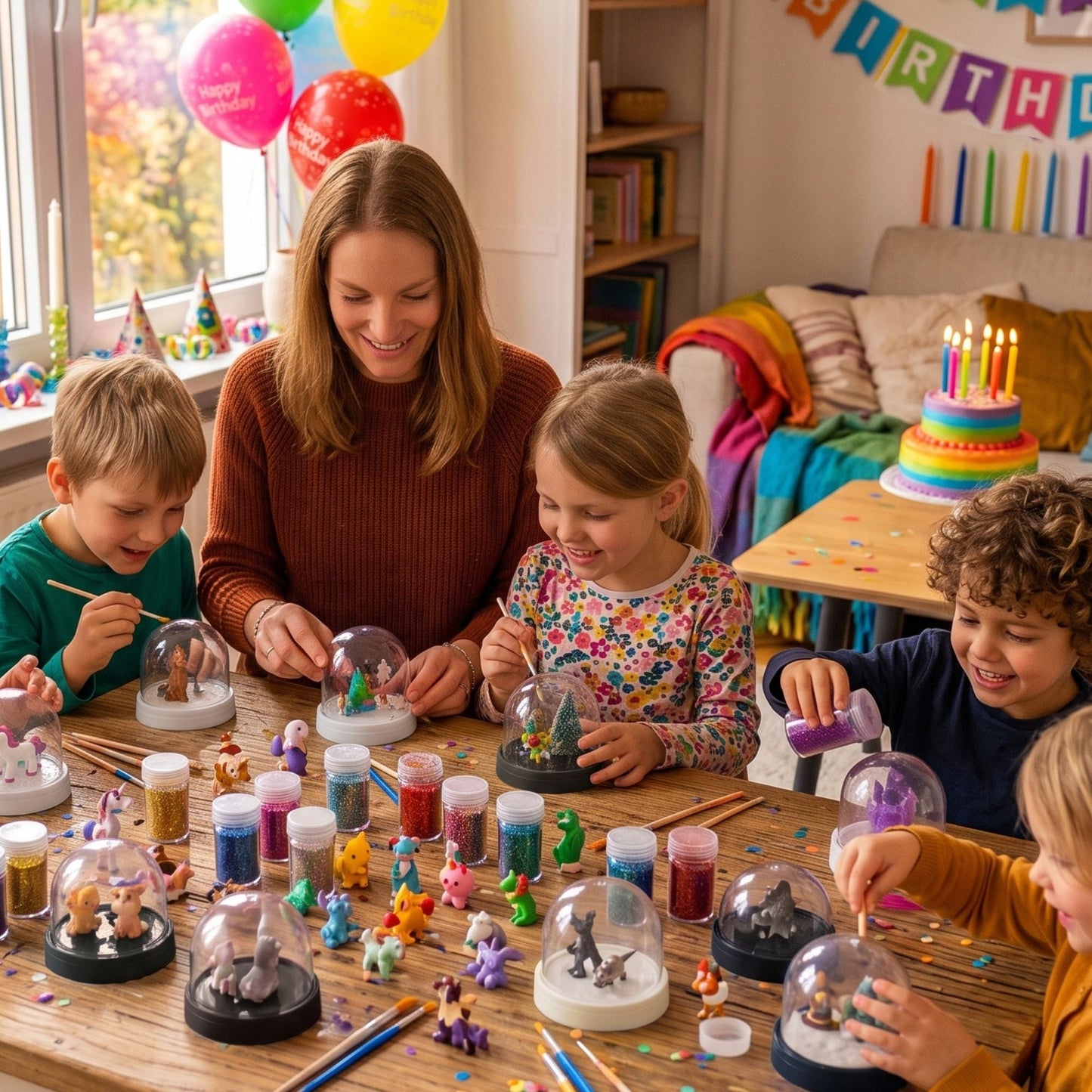 DIY Schneekugel-Set „Party-Pack“ (5er Vorteilspack) weiß - oval - Schneekugelhaus