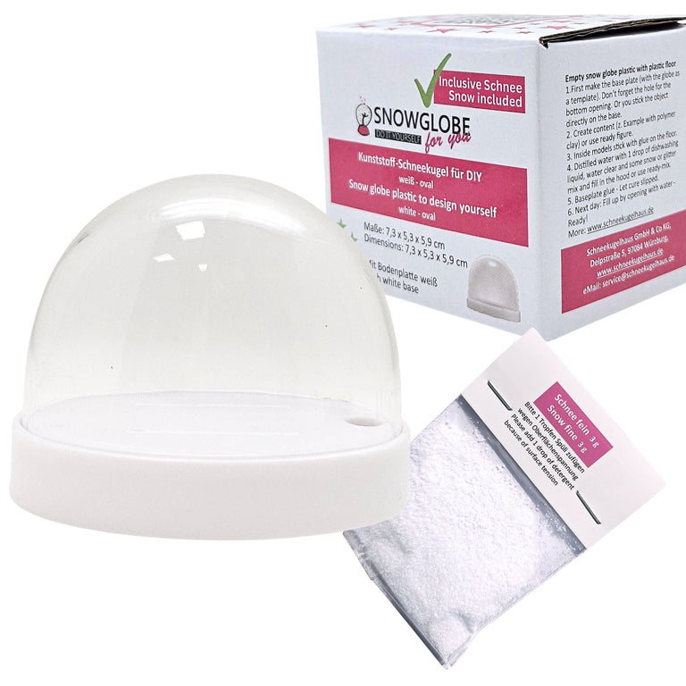DIY Schneekugel-Set „Party-Pack“ (5er Vorteilspack) weiß - oval - Schneekugelhaus