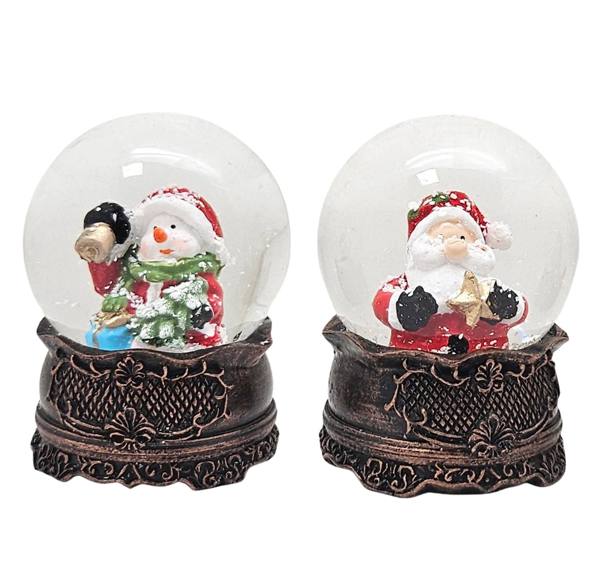 Kupfer-Dekopaket - 3 Nostalgie Schneekugeln in zwei Größen - Schneekugelhaus