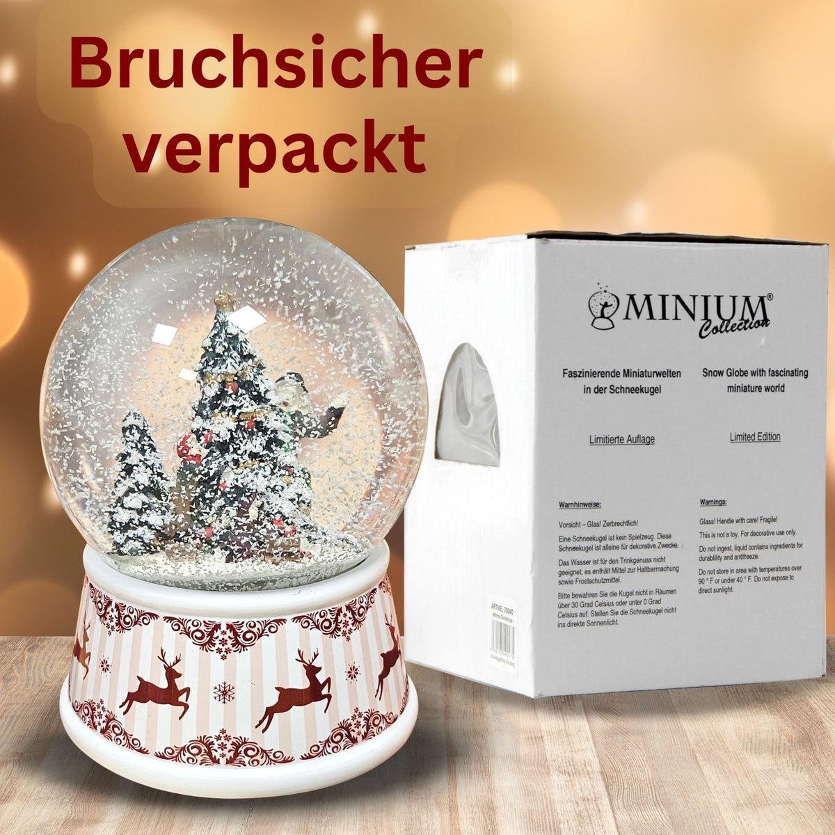 Nostalgische Schneekugel Weihnachtlicher Hüttenzauber 100 mm Durchmesser mit Spieluhr - Schneekugelhaus