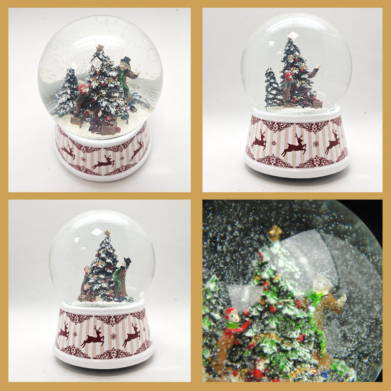Nostalgische Schneekugel Weihnachtlicher Hüttenzauber 100 mm Durchmesser mit Spieluhr - Schneekugelhaus