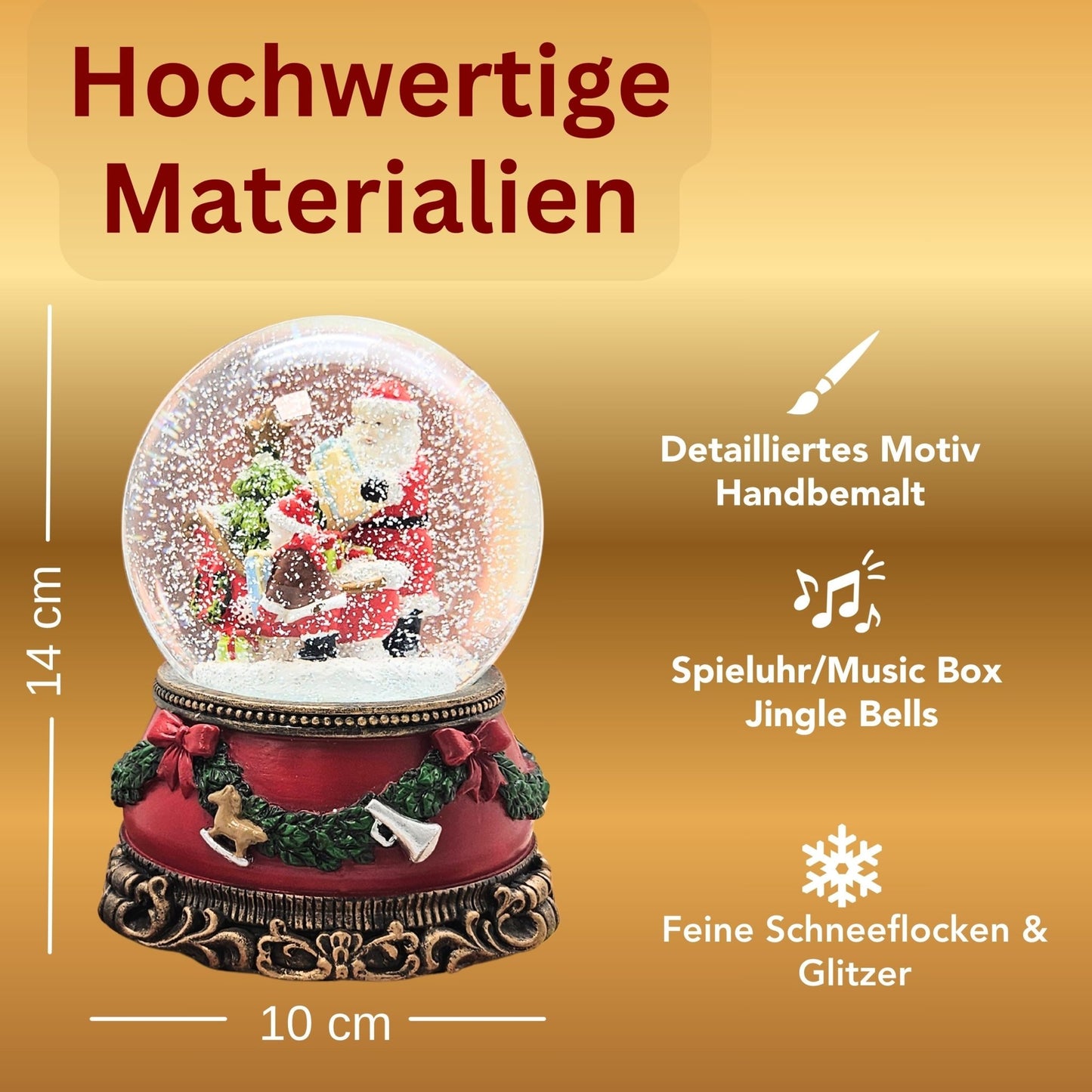 Schöne Schneekugel Christmas Shopping auf Sockel Weihnachtsdekor rot mm Durchmesser mit Spieluhr - Schneekugelhaus