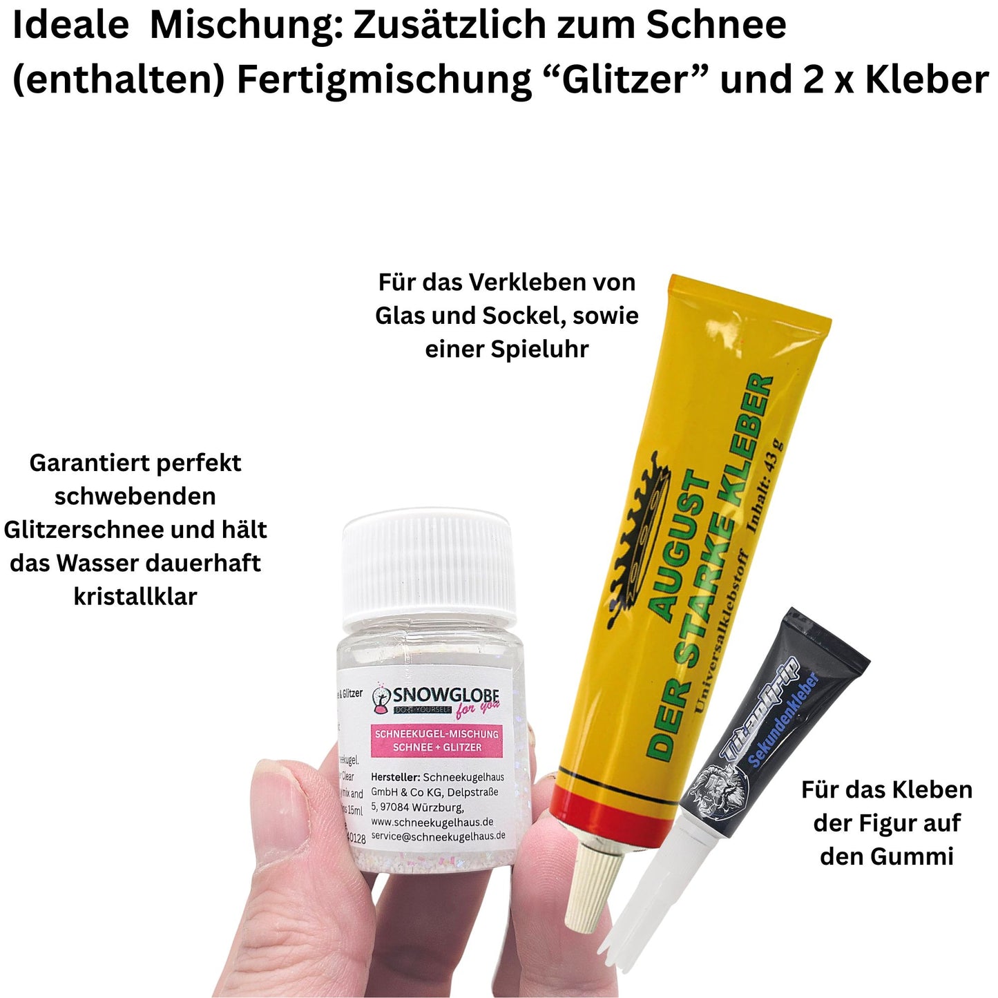DIY Schneekugel-Set „Party-Pack“ (5er Vorteilspack) schwarz - rund