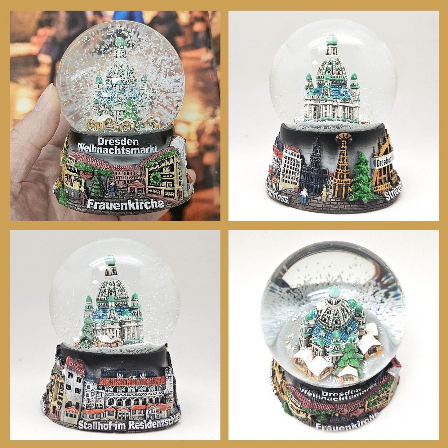 Souvenir Schneekugel Weihnachtsmarkt Dresden Rathaus B: 6,5 H: 8,5 - Schneekugelhaus