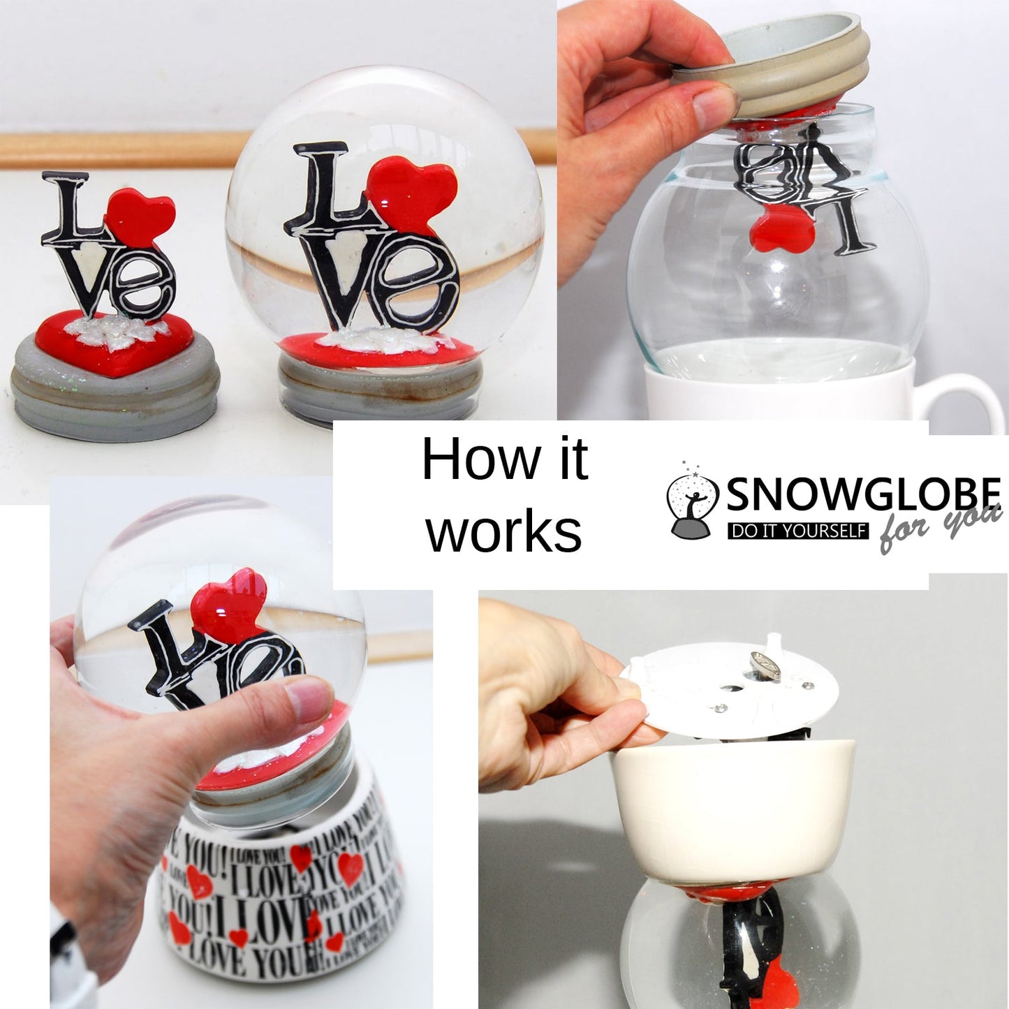 100mm Bastelset Porzellan Sockel Winterlandschaft Eisläufer blauer Rand mit DIY-Schneekugel für Spieluhr - Schneekugelhaus