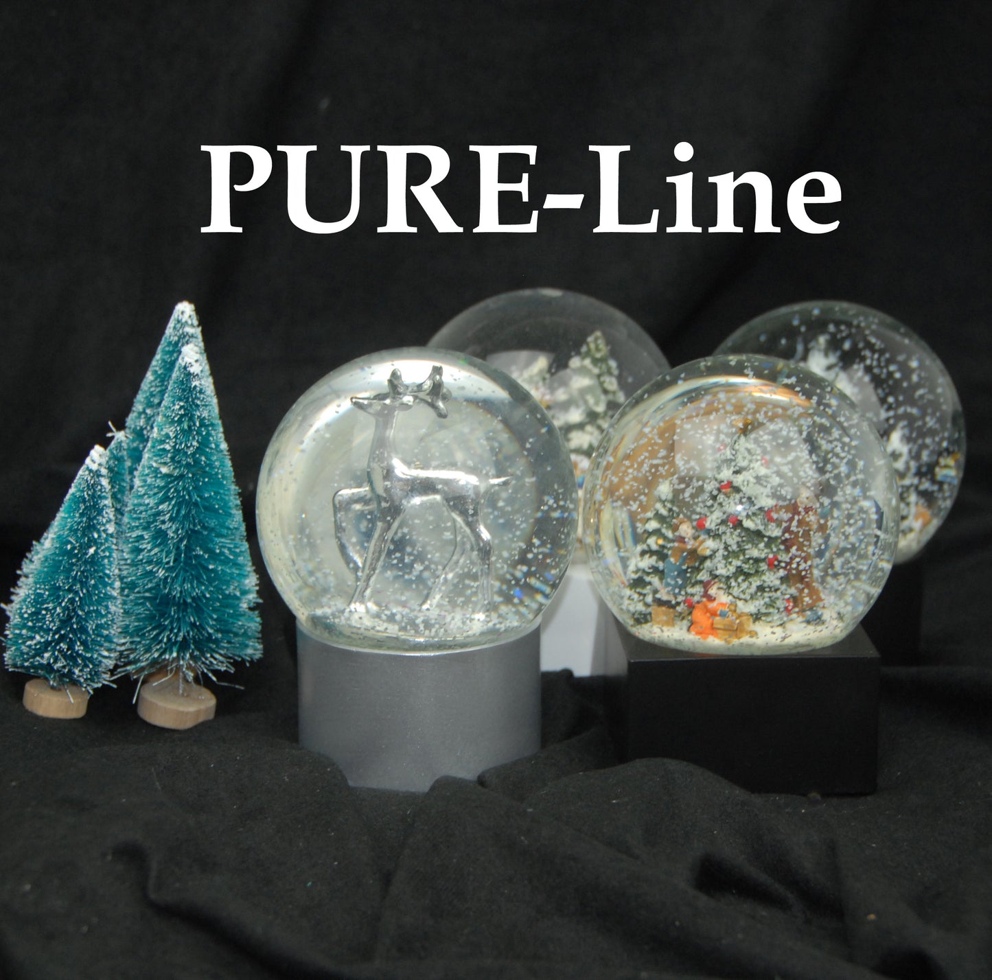 Schneekugel Wintersport auf Sockel grau rund "PURE-Line" 10 cm Durchmesser