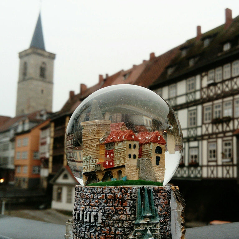 Souvenir Schneekugel Erfurt Krämerbrücke - Luftblase - Schneekugelhaus